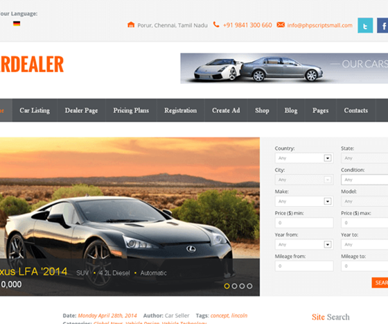 Classifieds Script: Auto Classifieds Script, Used Car Dealer Script
